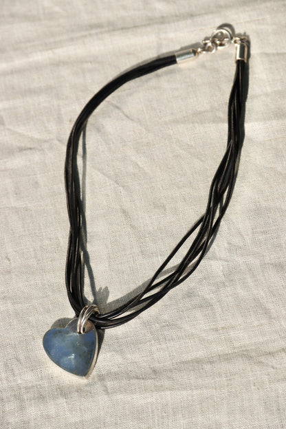 Leather Cord and Sterling Silver Heart Necklace