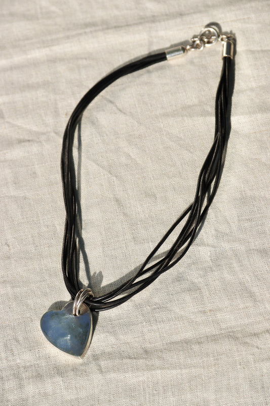 Leather Cord and Sterling Silver Heart Necklace