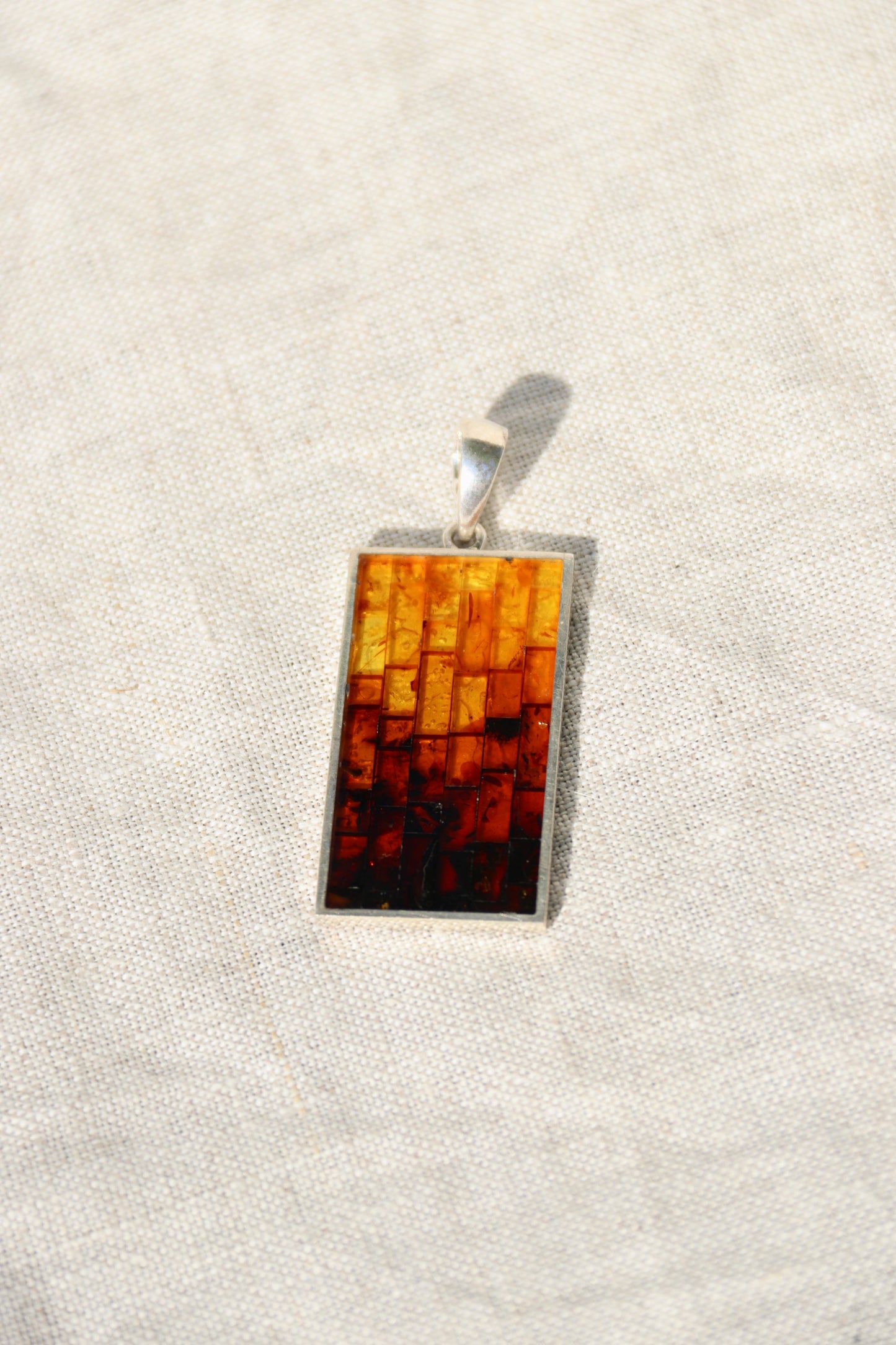 Sterling Silver Amber Mosaic Pendant