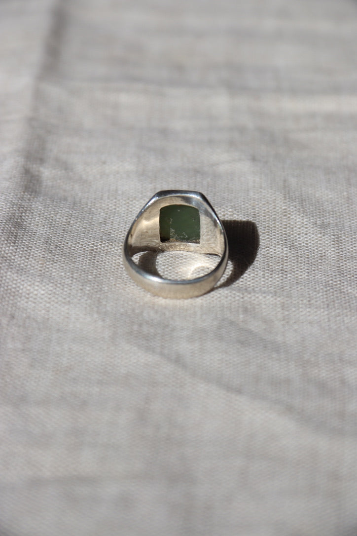 Serpentine Stone sterling silver ring