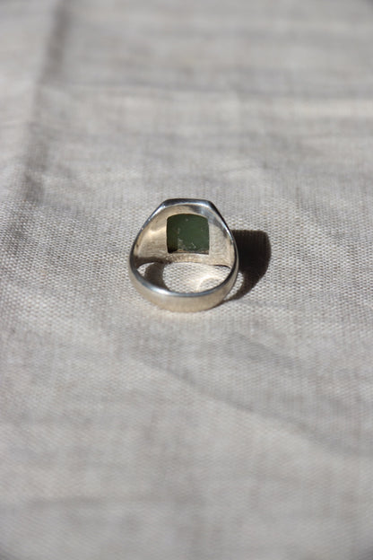 Serpentine Stone sterling silver ring