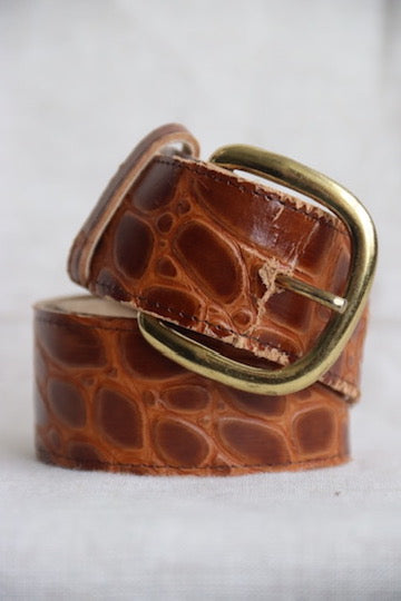 Brown Printed Leather Belt