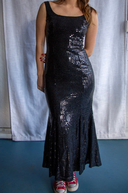 Nouveau Black Sequined Formal Dress
