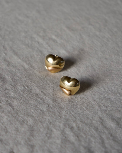 14K Tri-Color Heart Earrings