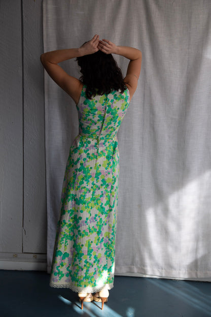 Harold Grant Green Quilt Maxi Dress - 1970s