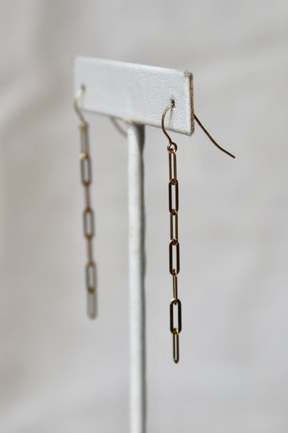 Paperclip Earrings - 10K Yellow Gold