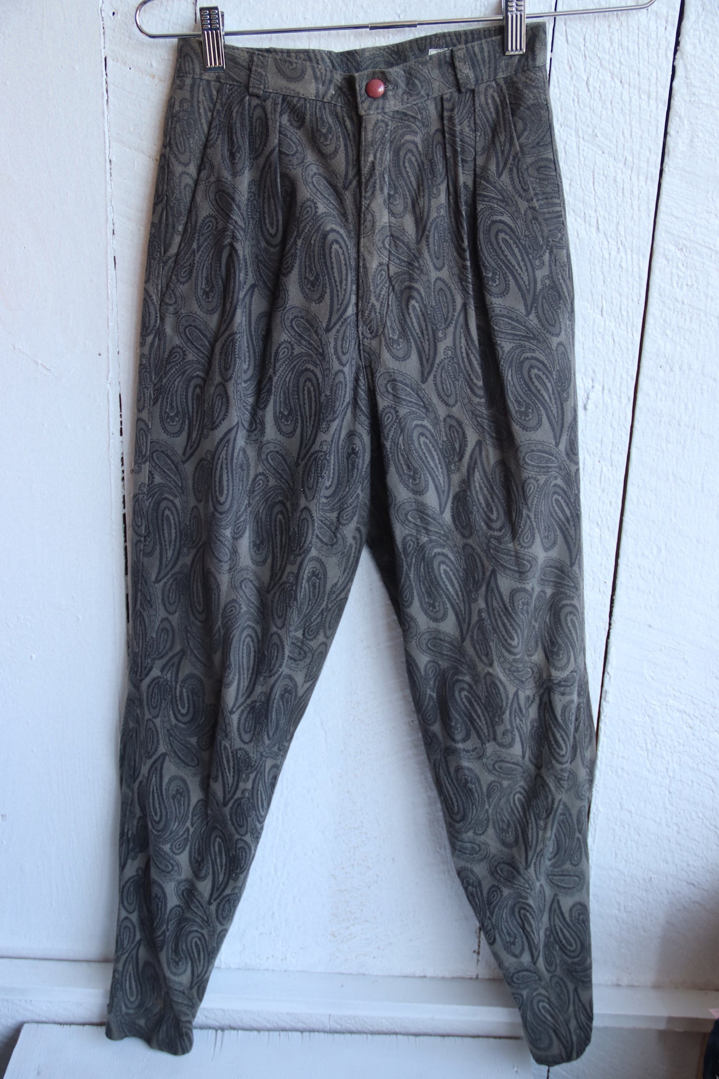 Erez Paisley Print Leather Pants