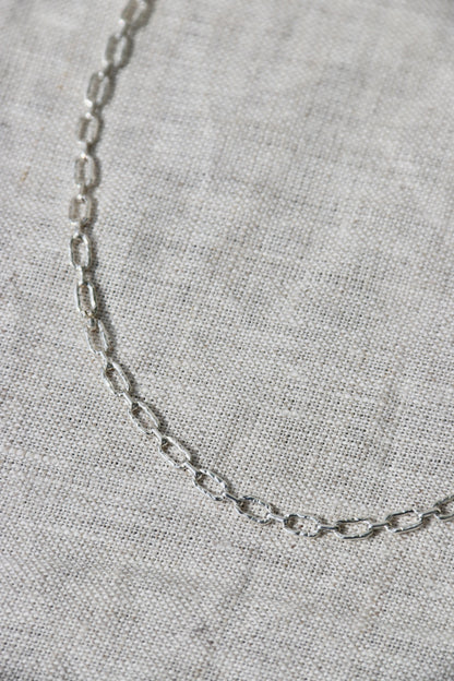 Sterling Silver Hammered Oval Chain Necklace