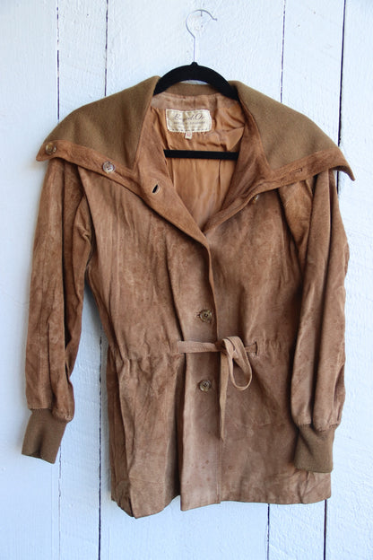 Vintage Beged-Or brown suede  jacket