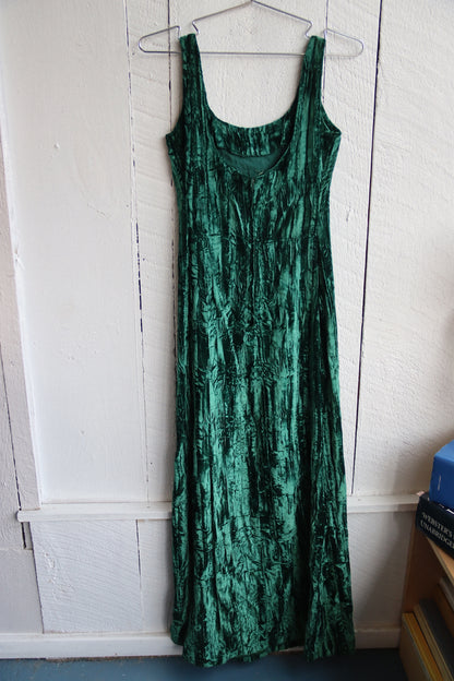 Vintage Handmade Green Crushed Velvet Dress