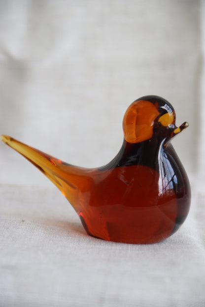 Amber Glass Bird Figurine