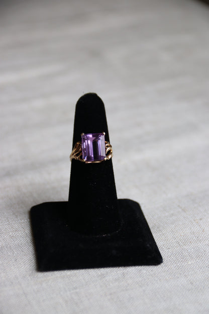 10K Amethyst Ring with Openwork Shoulders