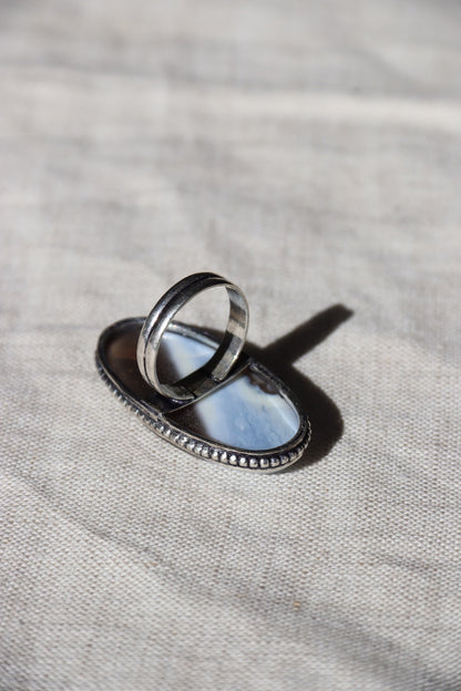 Blue Owyhee Opal and Sterling Silver Ring