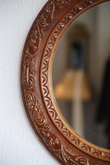 Round Wooden Mirror