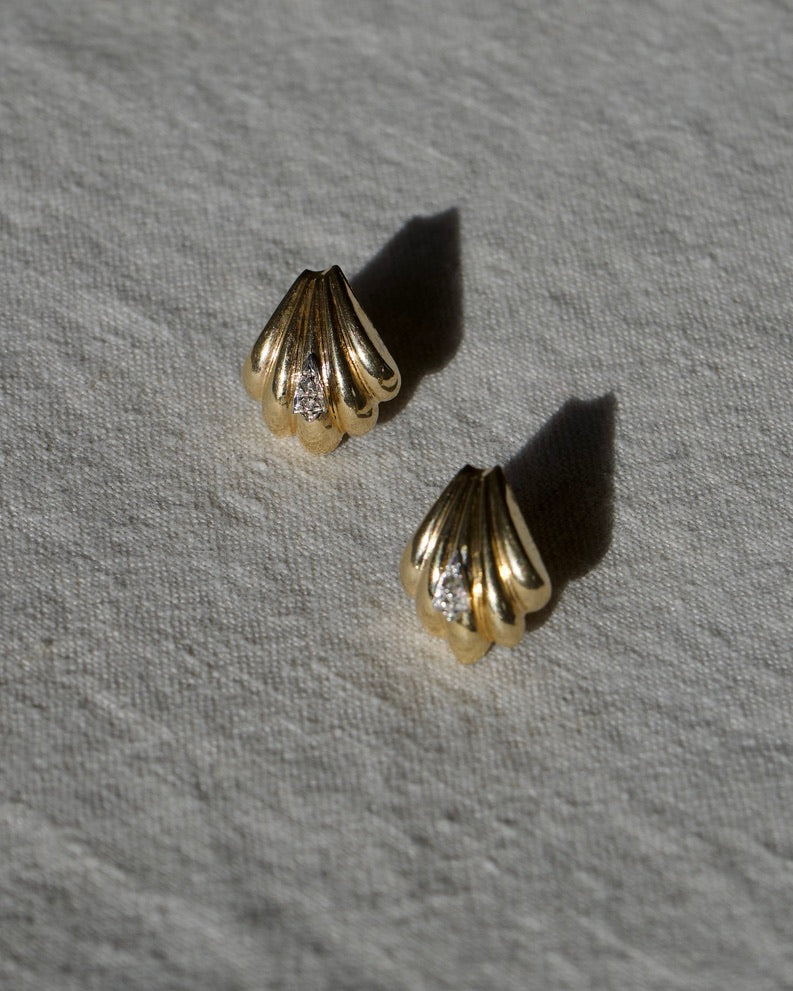 14K Diamond Shell Earrings