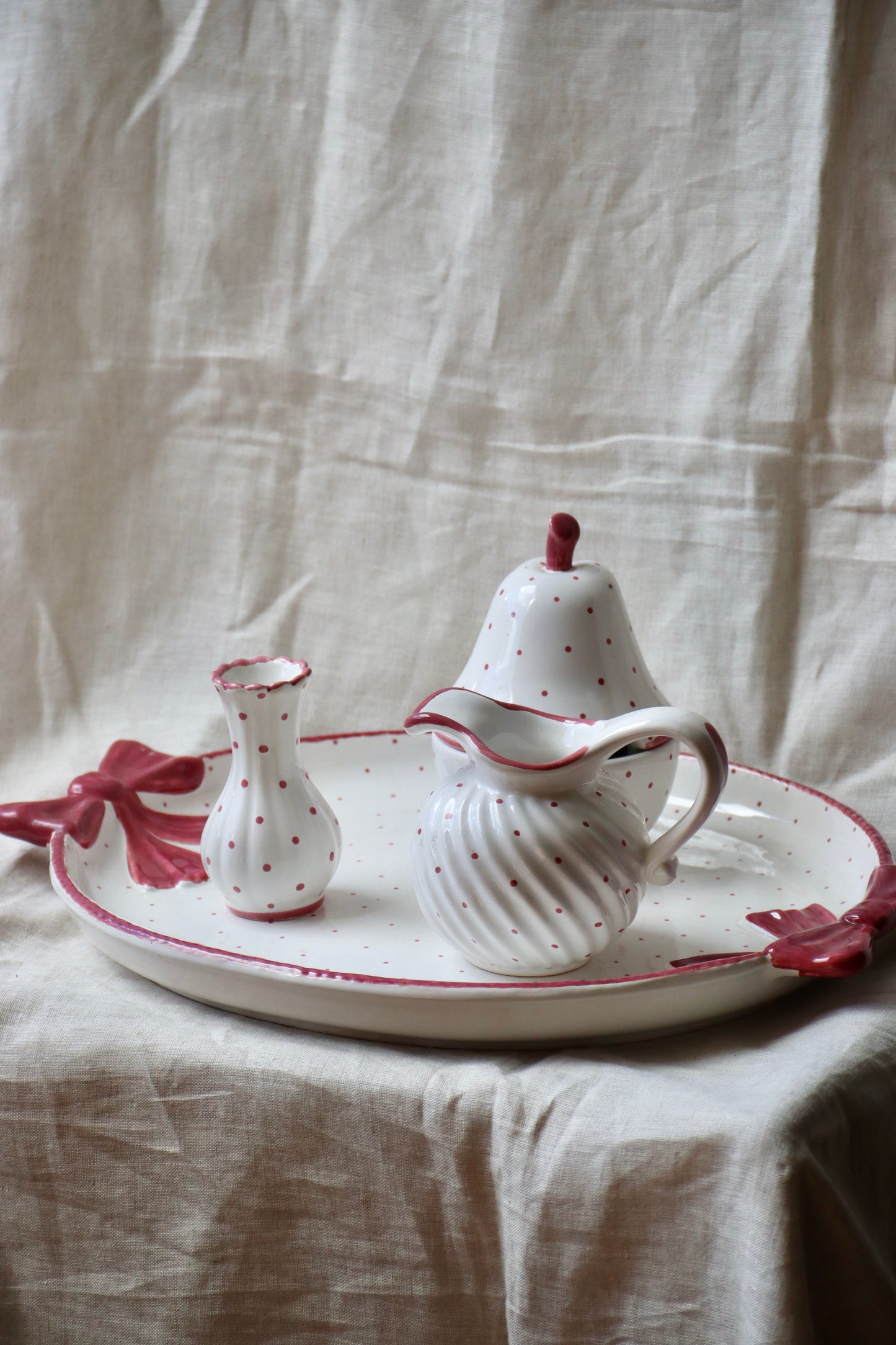 Gmundner pink dot Ceramic Set.