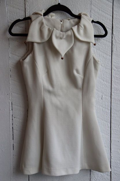 White Tennis Dress with Petals - 1970s