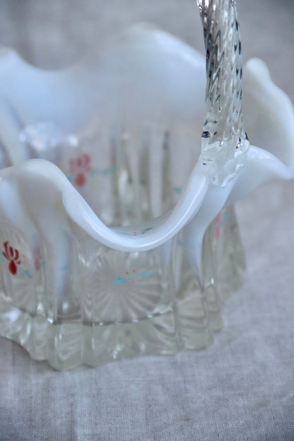Hand Painted Iridescent Glass Basket