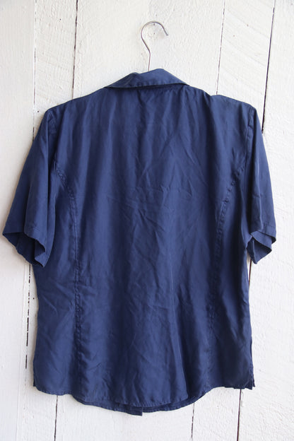 Anne Larson Blue Silk Top