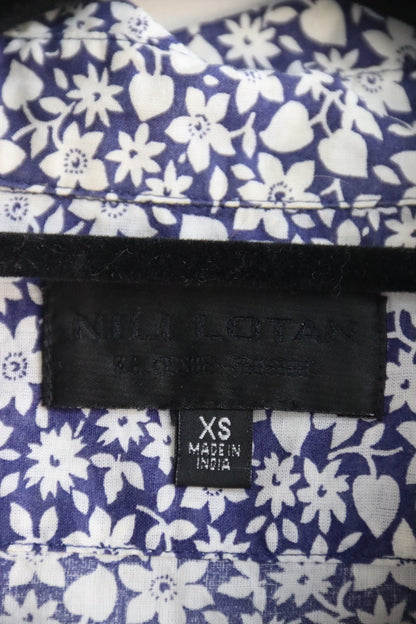 Nili Lotan Kate Blue and White Floral Shirt