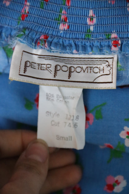 Peter Popovich Blue Floral Shorts - 1970s