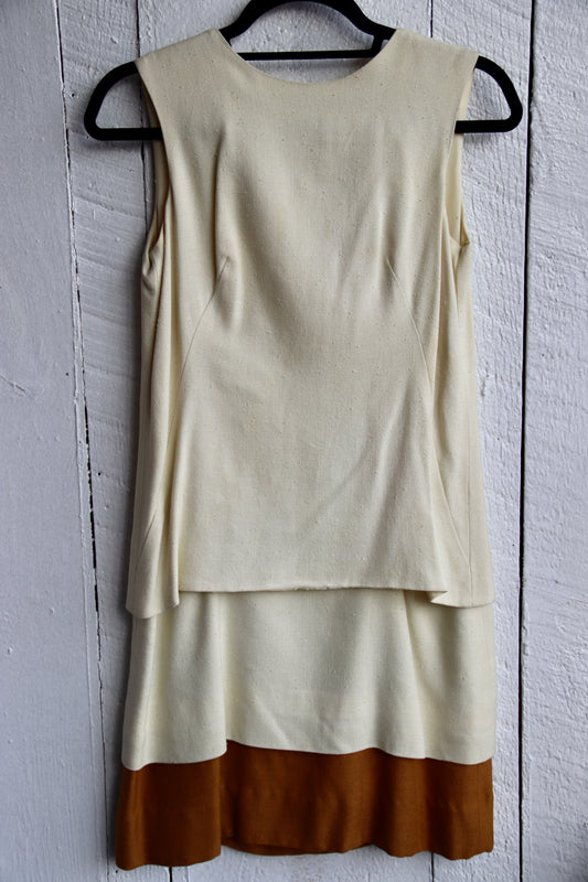 Vintage 70's Furmly’s Cream and Brown Layered Dress