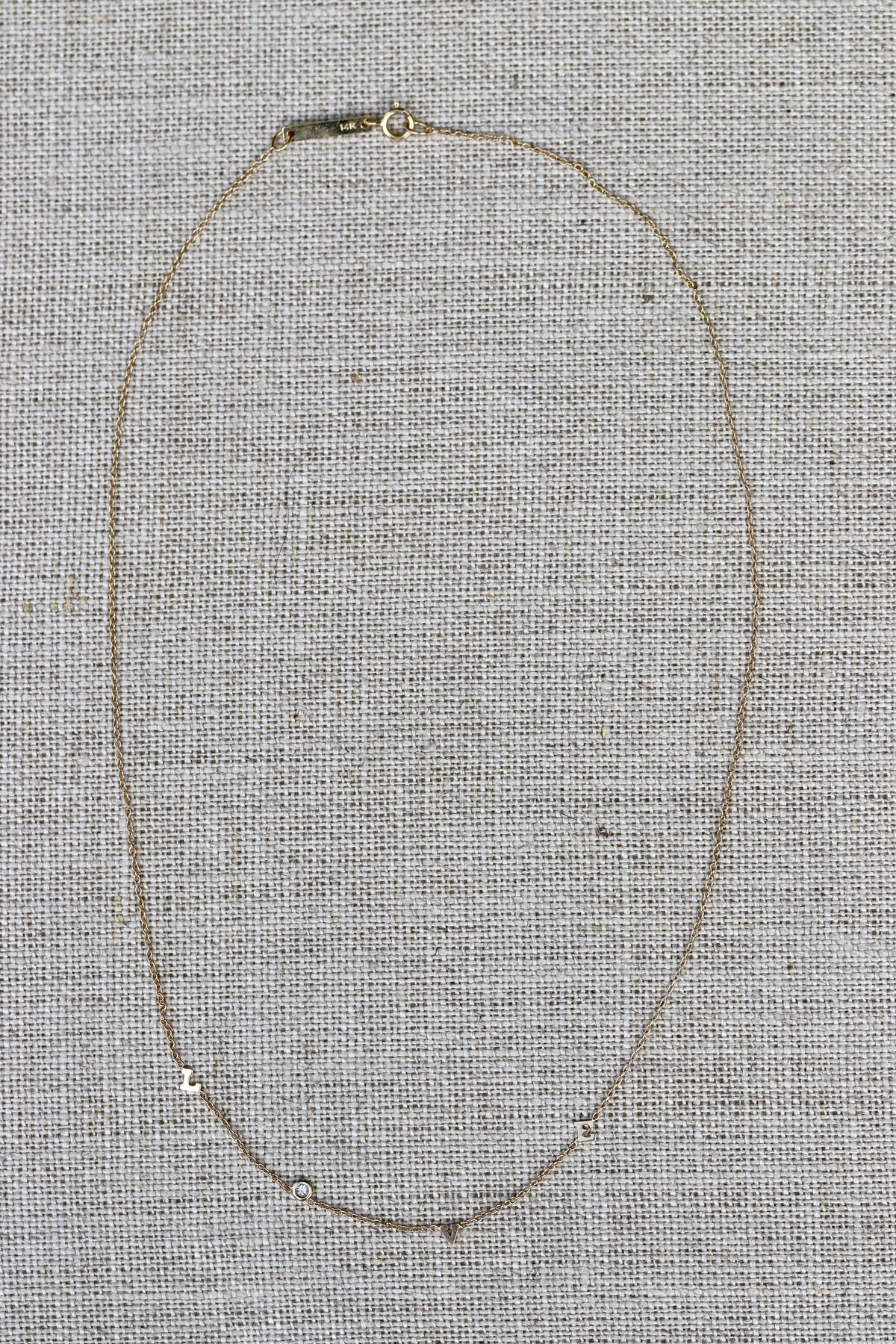 Zoe Chicco 14k Itty Bitty Scattered LOVE with Diamond Necklace