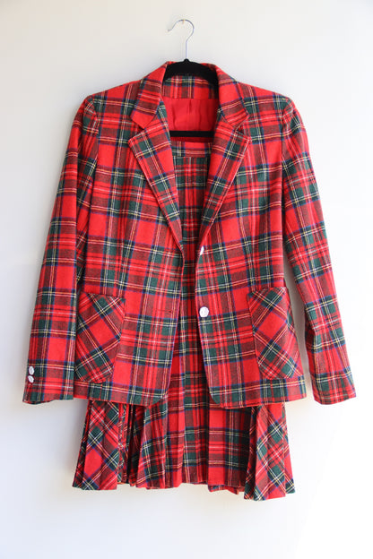 Ira Joyce Tartan Wool Skirt and Jacket Set