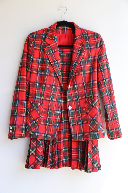 Ira Joyce Tartan Wool Skirt and Jacket Set