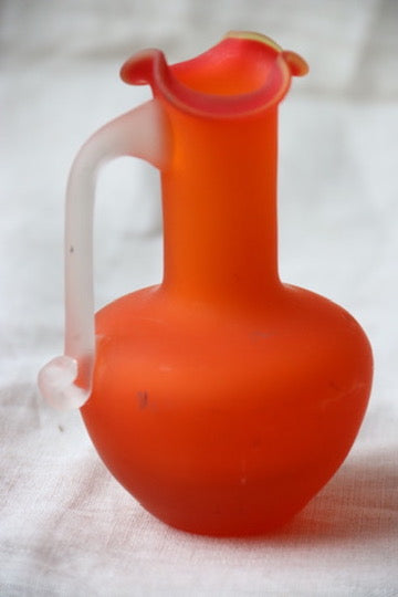 Bright Orange Frosted Glass Mini Vase