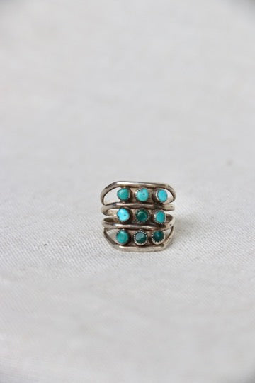Sterling Silver multi row turquoise ring