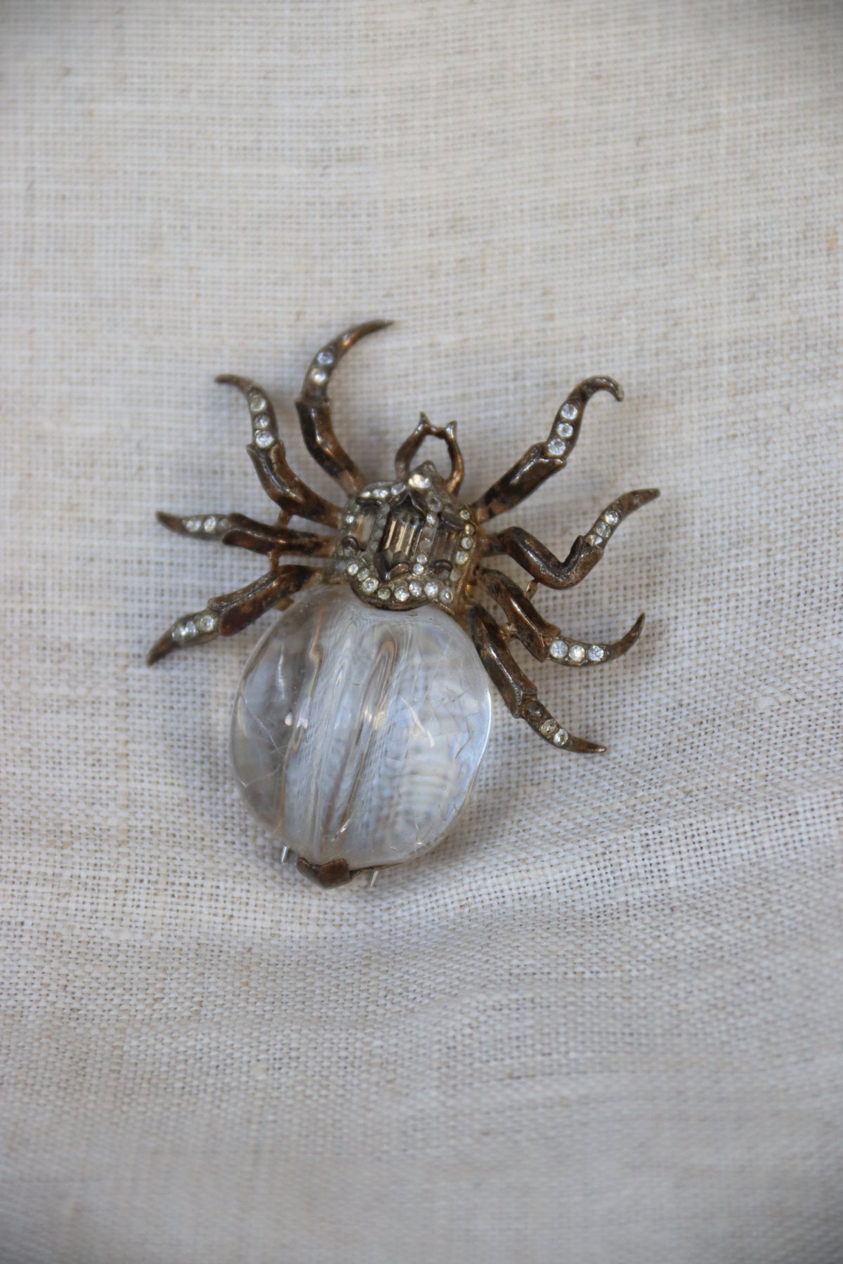 Trifari Sterling Silver Jelly Belly Spider Pin - as is