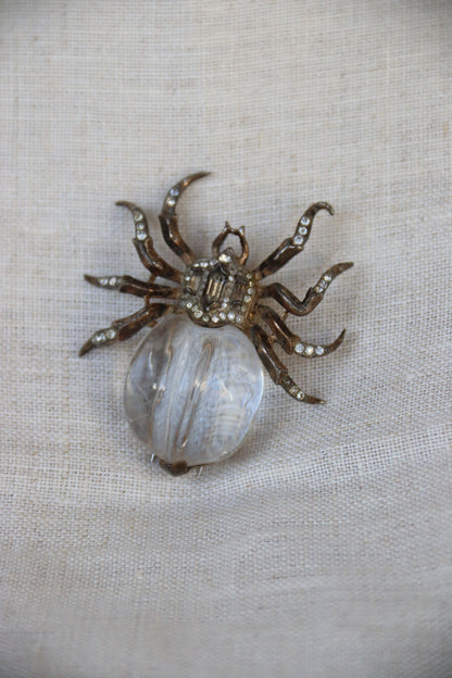 Trifari Sterling Silver Jelly Belly Spider Pin - as is