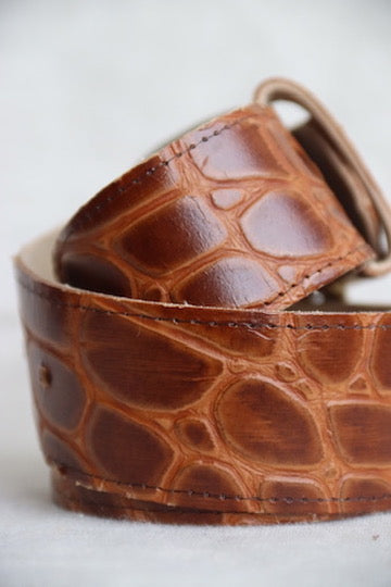 Brown Printed Leather Belt