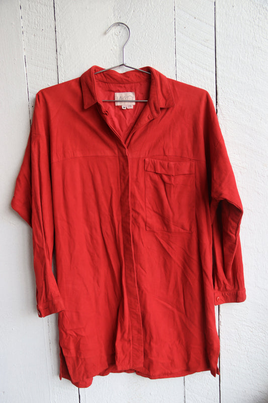 Vintage Vakko Red Suede Leather Top