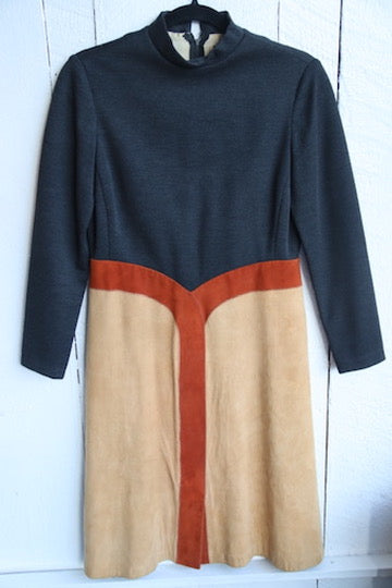 Vintage 60s Chester Weinberg Wool and Suede Dress