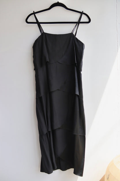 Neiman-Marcus Black Layered Silk Dress