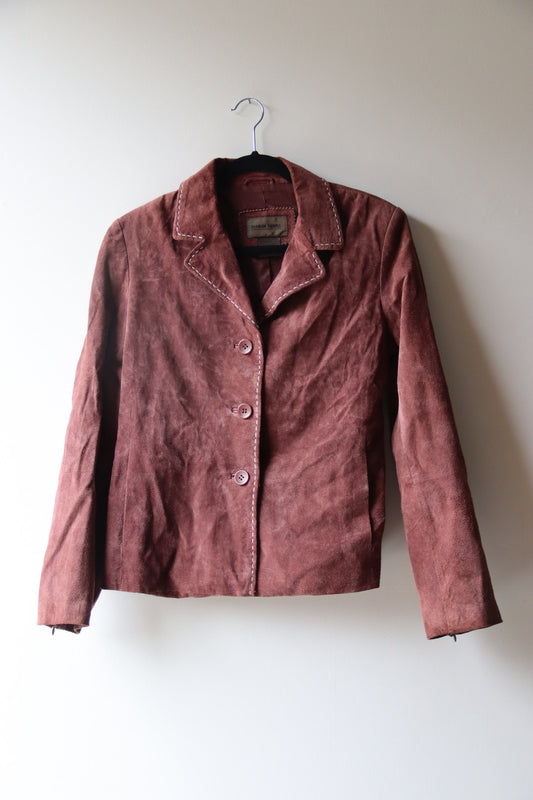 Brandon Thomas Suede Jacket with Contrast Stitching