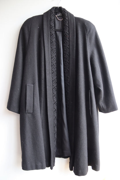 Vintage 60s Lady Suzette Black Wool Blend Coat