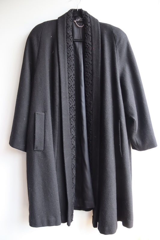 Vintage 60s Lady Suzette Black Wool Blend Coat