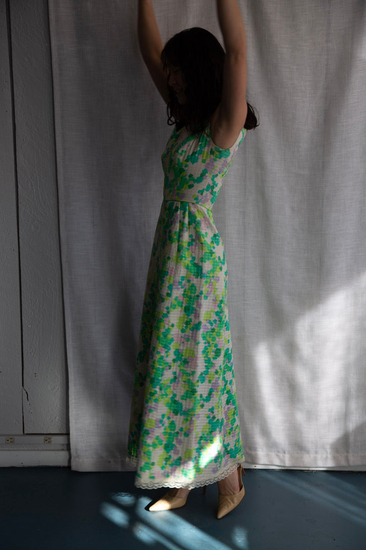 Harold Grant Green Quilt Maxi Dress - 1970s