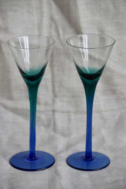 Set of Two Blue Stem Glasses