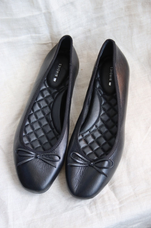 Birdies "The Hummingbird" Black Leather Flats