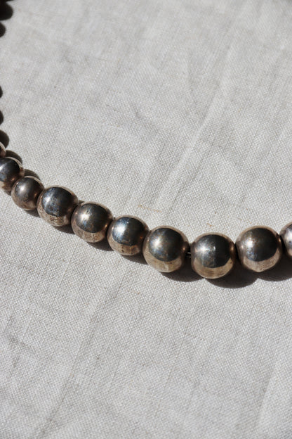 Taxco Mexican Sterling Silver Heavy Graduated Ball Necklace