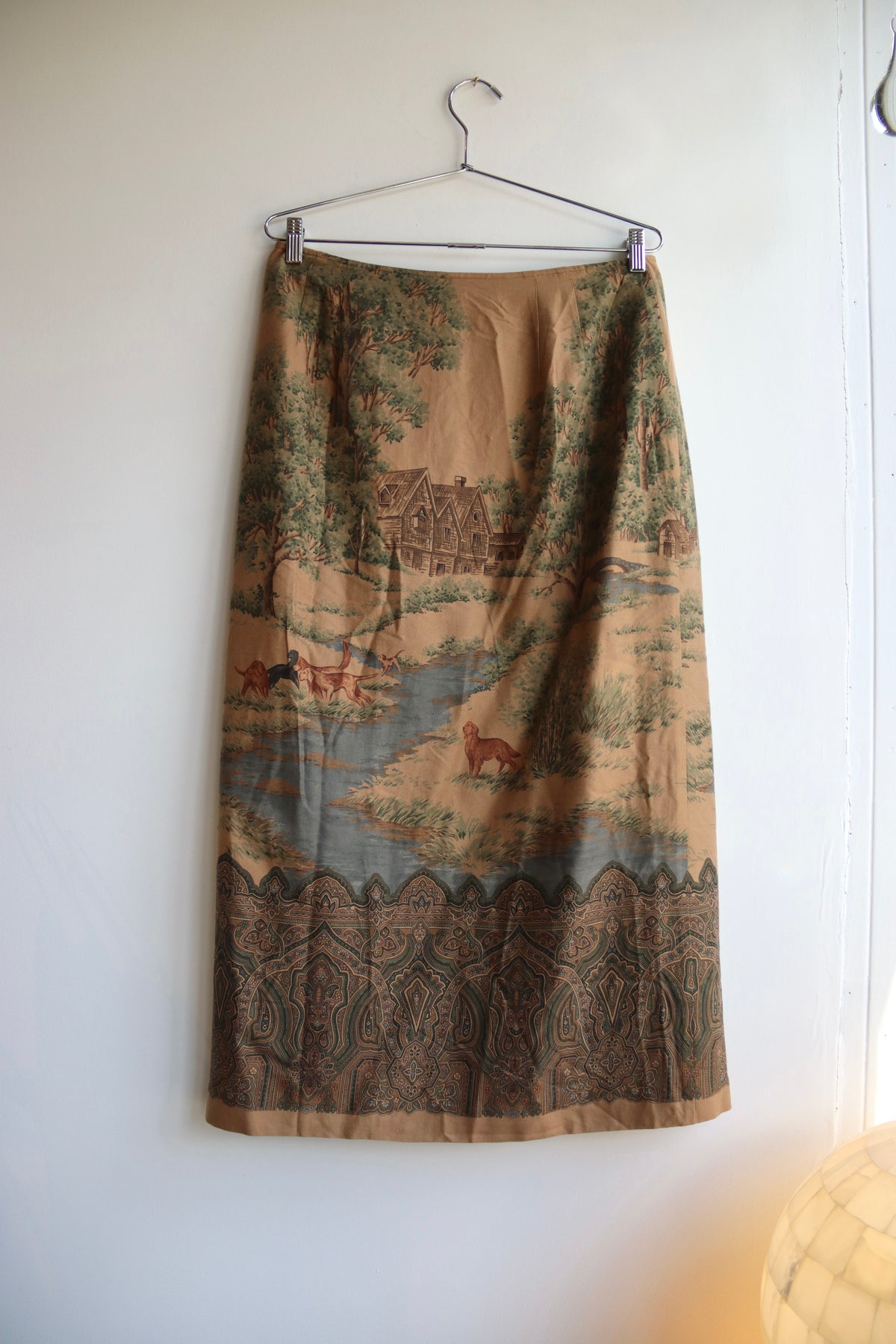 Lauren Ralph Lauren vintage "Balmoral Hunt Scene" wrap skirt