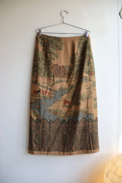 Lauren Ralph Lauren vintage "Balmoral Hunt Scene" wrap skirt