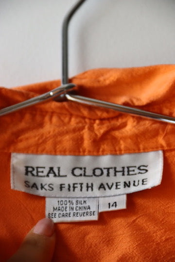 Saks Fifth Avenue “Real Clothes” Orange Silk Top
