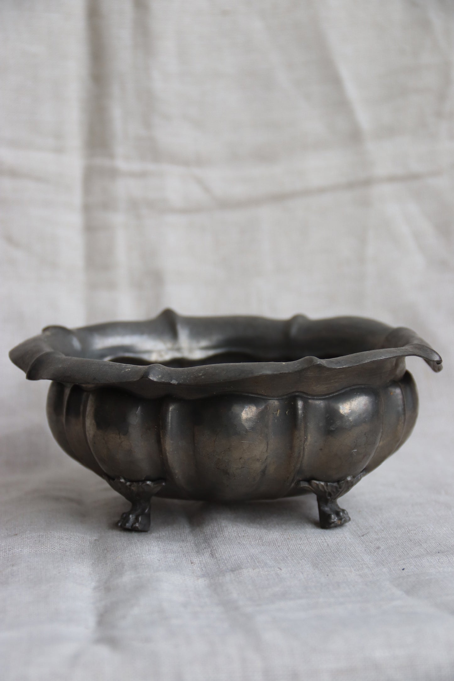 Vintage Italian Pewter Footed Dish