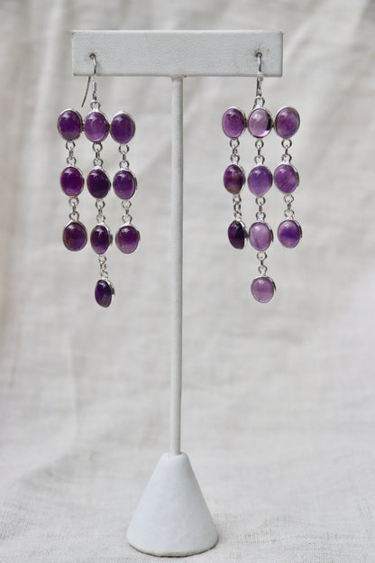 Sterling Silver Amethyst Chandelier Drop Earrings