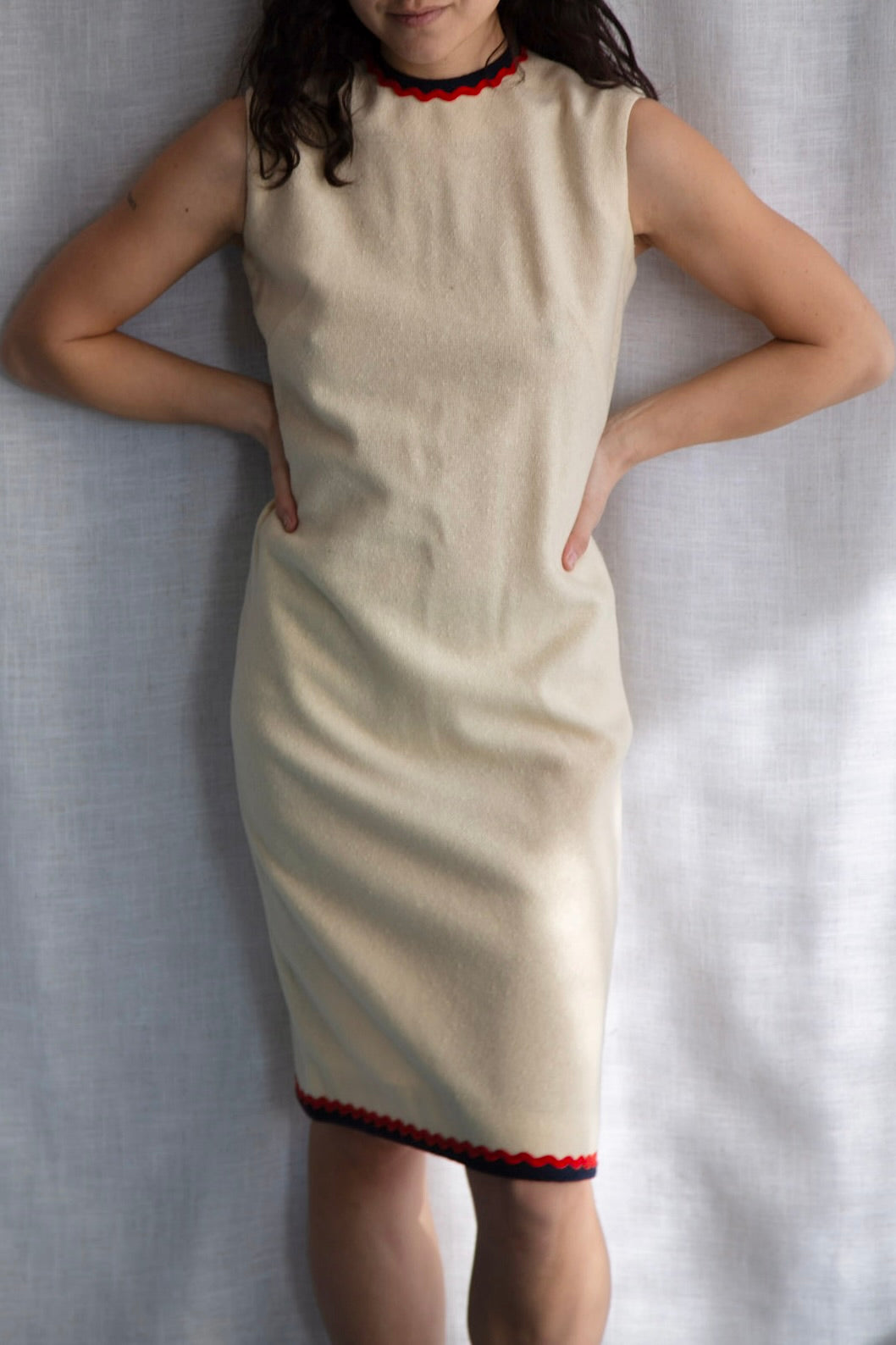 Vintage 70s Country Set Cream Wool Dress